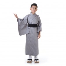 Boy Cotton Japanese Yukata Kimono Grey XKK044